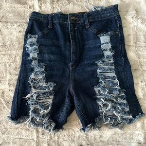 Blue cut up shorts, size 11 from Fashionova.